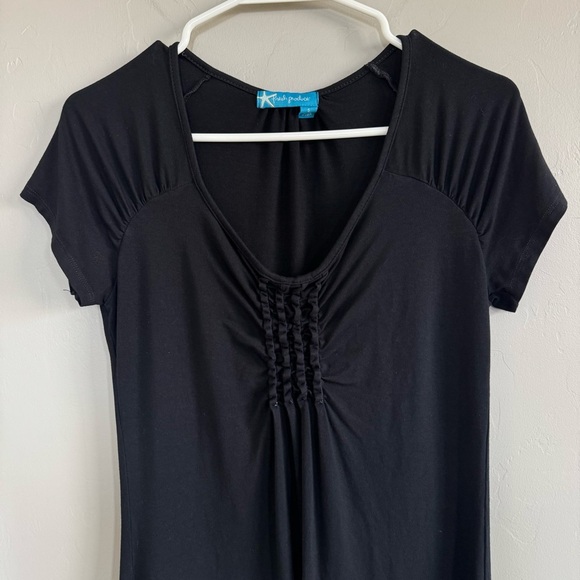Fresh Produce Emma Dress Woman’s Size S Black Ruching Short Sleeve Style 21484 - Picture 3 of 8
